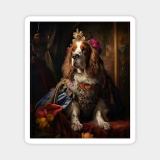 Gracious Mahogany & White Basset Hound - Medieval Queen Magnet