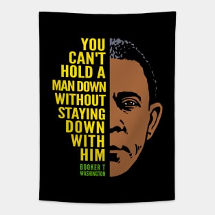 Booker T. Washington Inspirational Quote: Can't Hold a Man Down (color) Tapestry