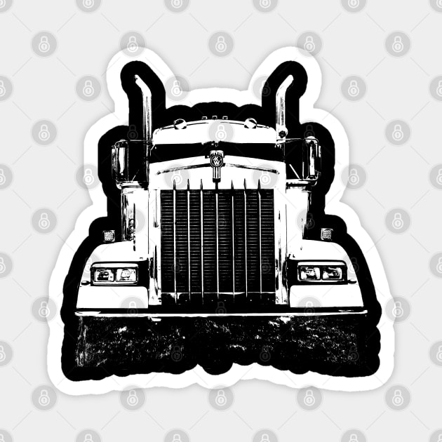 Kenworth 1990s classic truck monoblock white Magnet by soitwouldseem