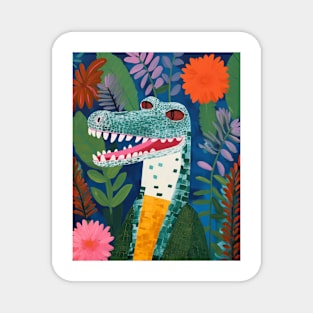 Crocodile and flowers Magnet