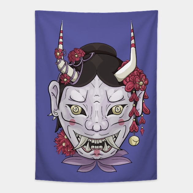 Hannya Mask Tapestry by Chromaticboots