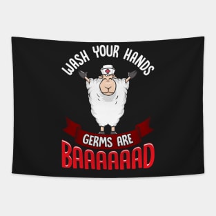 Wash Your Hands Germs Are Bad Nurse Sheep Tapestry