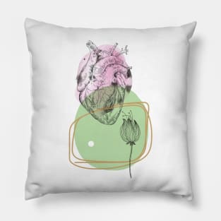 Anatomical heart, engraving drawing. Pillow