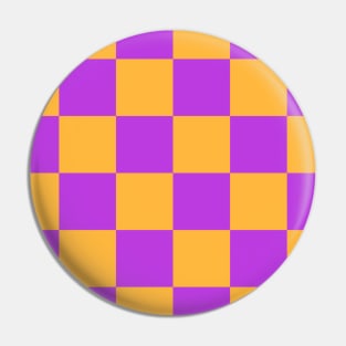 Checkerboard Square Seamless Pattern - Orange & Purple Pin