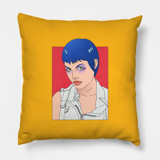 Hackers, Anjelina Jolie Pillow by BryanWestArt