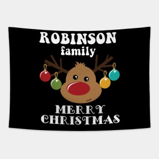 Family Christmas - Merry Christmas ROBINSON family, Family Christmas Reindeer T-shirt, Pjama T-shirt Tapestry