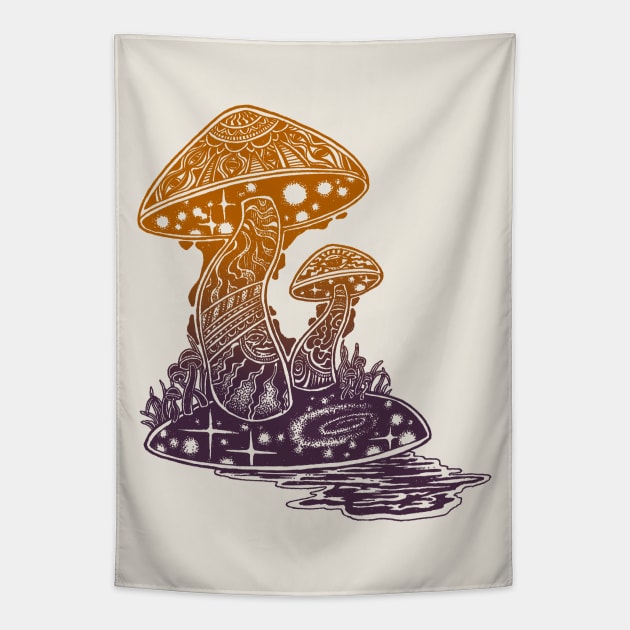 Shroom Swamp Tapestry by HenryBennettArt