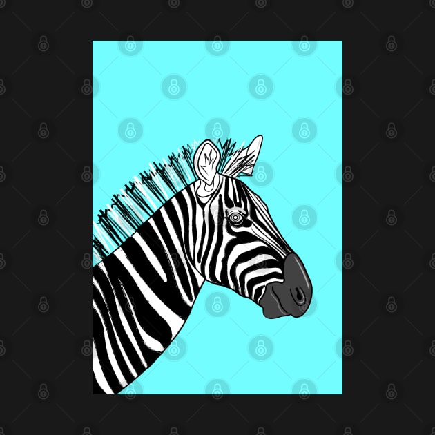 Turquoise Zebra Portrait by AdamRegester