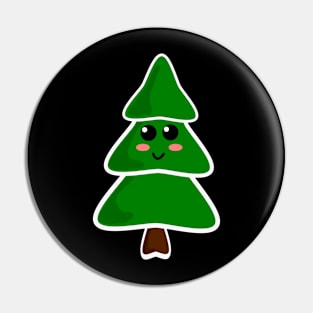 Cute Evergreen Tree Kawaii Pin