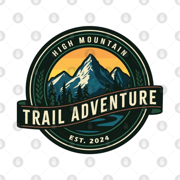 High Mountain Trail Adventure badge logo by Cofefe Studio