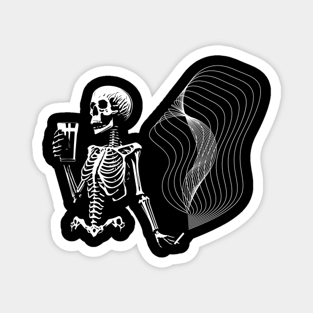 Skeleton smoking and drinking beer Magnet by lkn