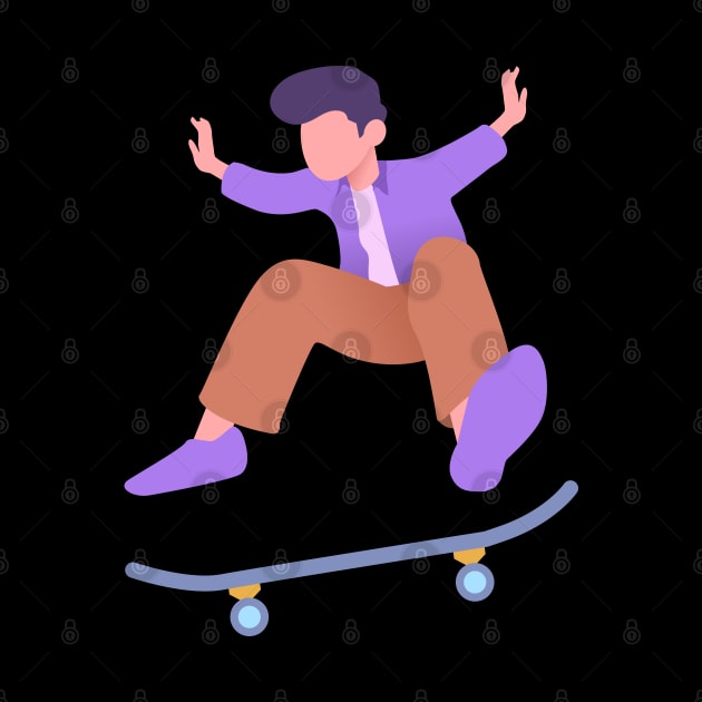 Flat design jumping skateboard man by Ronin