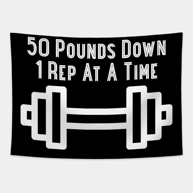 50 Pounds Down Body Transformation Weight Loss Tapestry by sewandtell