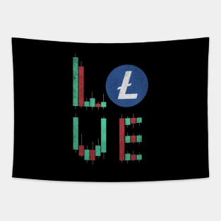 Vintage LOVE Stock Chart Litecoin LTC Coin Valentine Crypto Token Cryptocurrency Blockchain Wallet Birthday Gift For Men Women Kids Tapestry