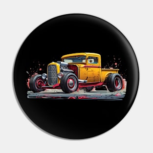 Yellow Hot Rod Truck Custom Classic Truck Retro Style Hot Rod Pin