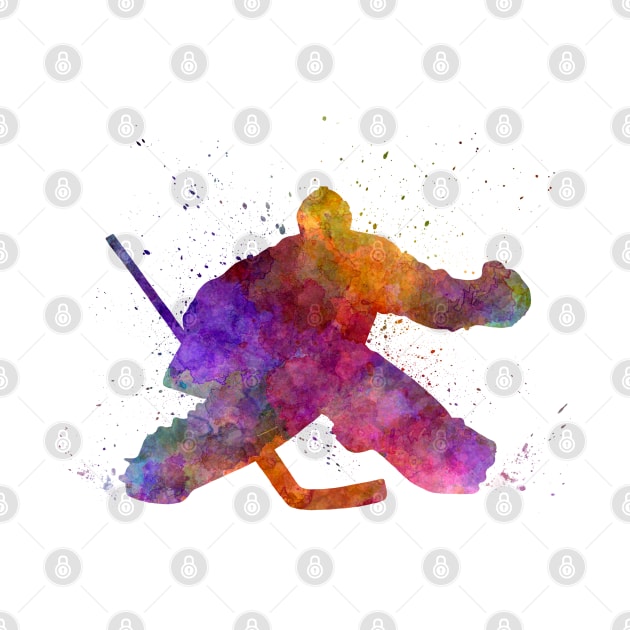 Hockey goalkeeper in watercolor by PaulrommerArt