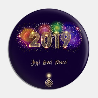 2019 Happy Winter Holiday Fireworks Pin