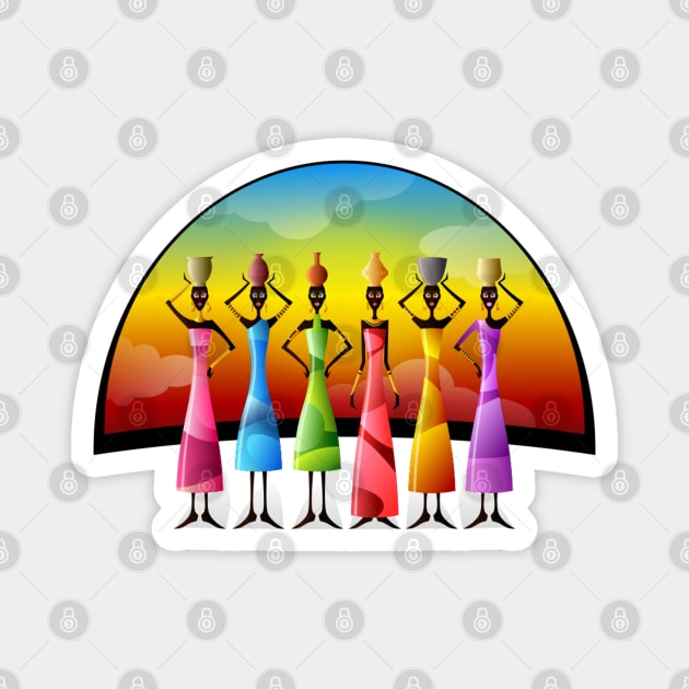 African Women in Colorful Dress Magnet by HolidayBug