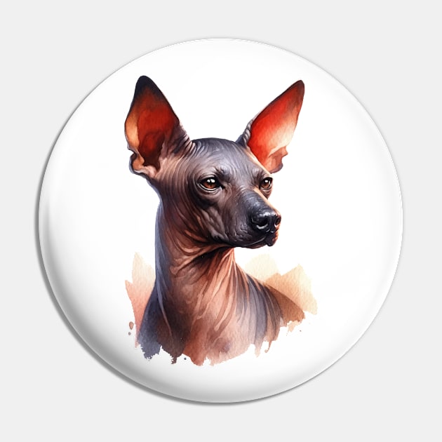 Xoloitzcuintli Watercolor - Beautiful Dog Pin by Edd Paint Something