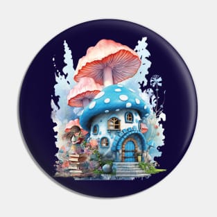 Tiny Girl and Mushroom House in Wonderland Pin