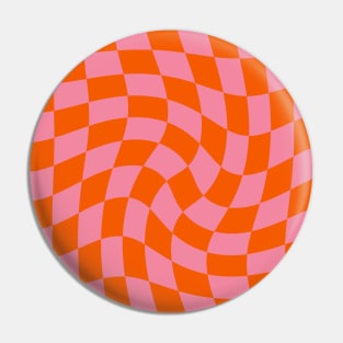 Twirl Checkerboard pink pattern Pin
