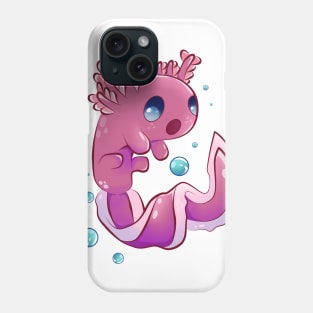 Cute Cartoon Axolotl with Bubbles Phone Case