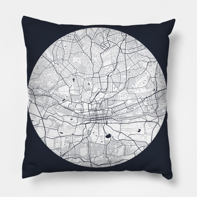 Johannesburg, South Africa City Map - Full Moon Pillow by deMAP Studio