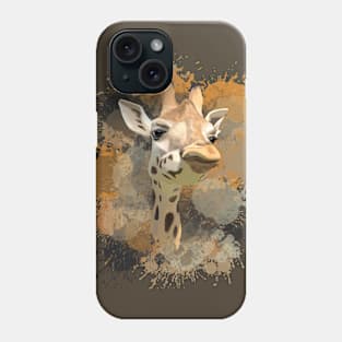 Giraffe Abstract Paint Splatter Design in Warm Earth Tones Phone Case