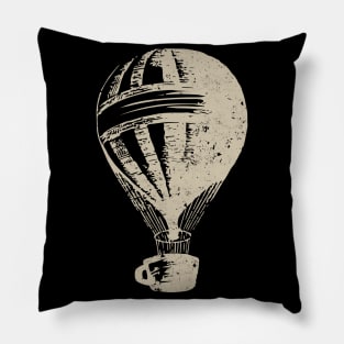 Coffee Hot Air Balloon Vintage Adventure Pillow