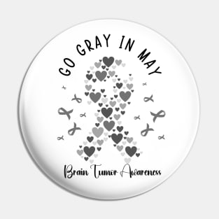 Go Gray In May Gray Awareness Ribbon (Brain Tumor/Cancer) Pin