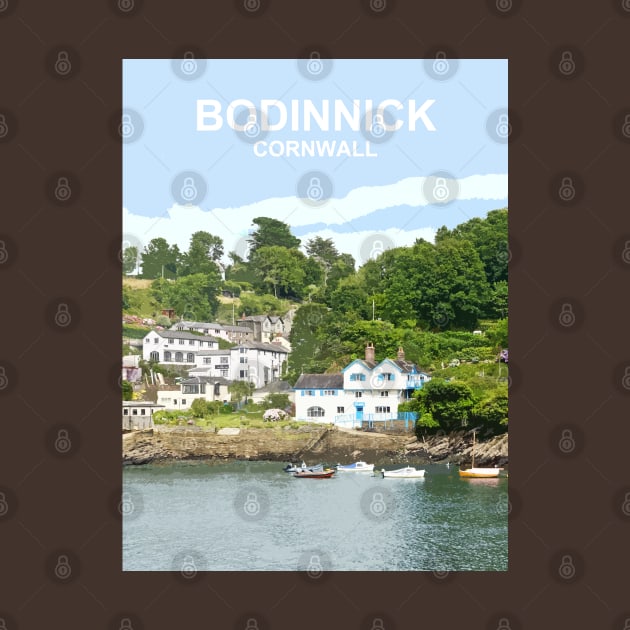 Bodinnick, Fowey Cornwall. Cornish Travel location poster by BarbaraGlebska