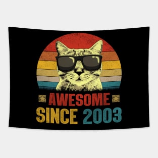 Awesome Since 2003 21st Birthday Gifts Cat Lover Tapestry