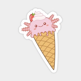 Strawberry Axolotl Ice Cream Magnet