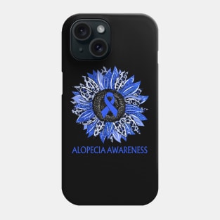 Leopard Sunflower Alopecia Awareness Blue Ribbon Support Phone Case