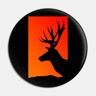 Stag Deer Sunset Silhouette Pin