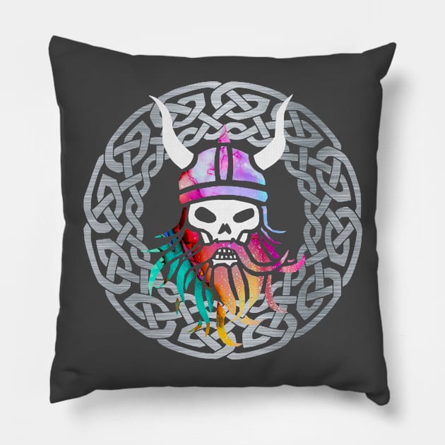 Viking Skull Pillow by Wild Geometric