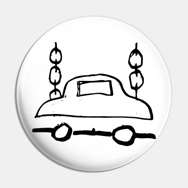 Car with Chains Doodle Black Pin by Mijumi Doodles