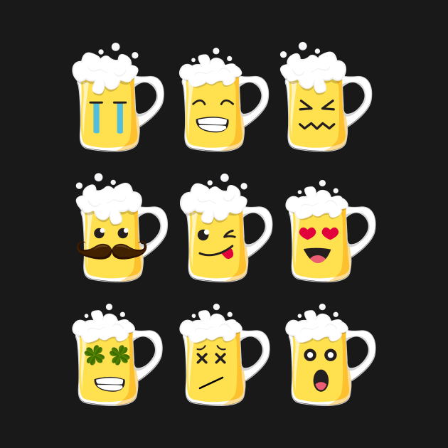 Beer Mugs Faces Emoji Shirt by CMDesign