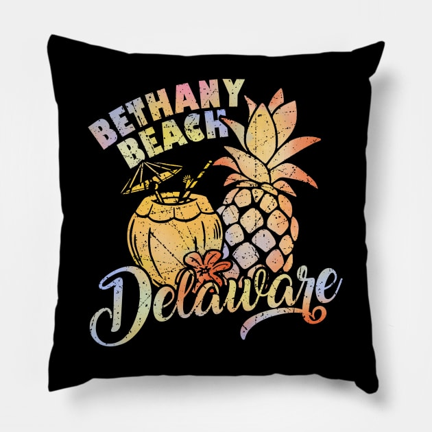 Summer Vacation Retro Bethany Beach Delaware Pillow by American Woman