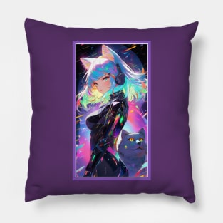 Anime Sci-Fi Cat Girl | Quality Anime Girl Artwork | Manga Girl Anime Art Pillow