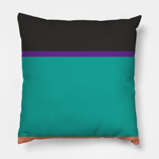 An elegant farrago of Light Red Ochre, Faded Orange, Christmas Purple, Blue/Green and Dark Grey stripes. Pillow