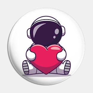 Kawaii Astronaut with Heart Pin