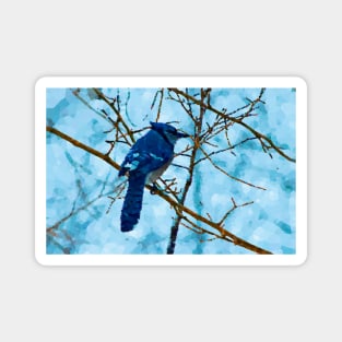 stained glass blue jay Magnet