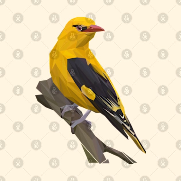 Eurasian Golden Oriole Lowpoly Art by faagrafica