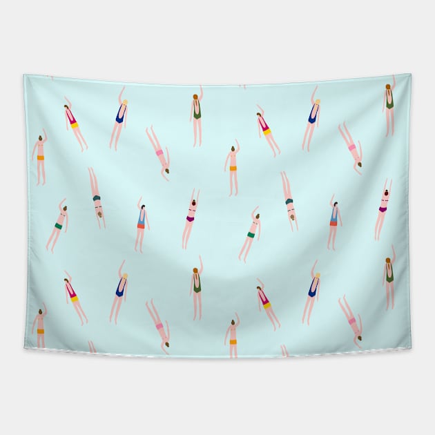 swimmers in the pool Tapestry by bigmomentsdesign