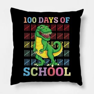 100 Days of School Colorful Dinosaur Graphic, Teacher , Educators, Kids School Celebration Pillow