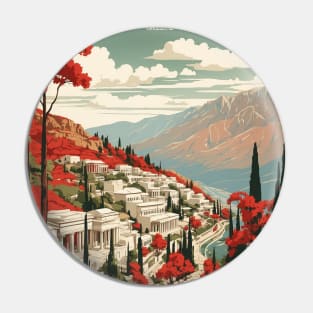 Delphi Greece Tourism Vintage Poster Pin