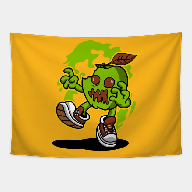 APPLE ZOMBIE CARTOON Tapestry by beanbeardy