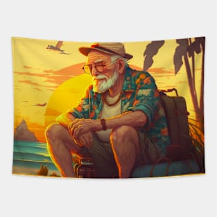 Dad in the beach Tapestry