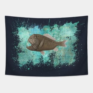 Anglerfish Turquoise Splash Tapestry